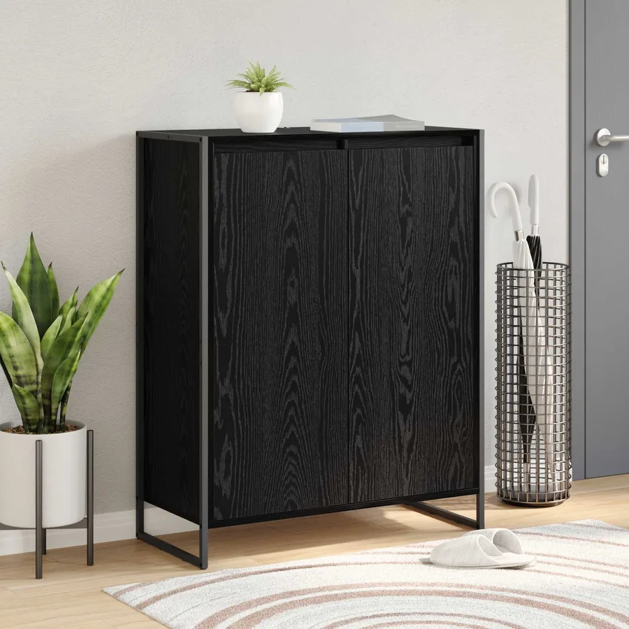 Cabinet à chaussures avec stockage Chêne noir 79 x 36 x 100 cm