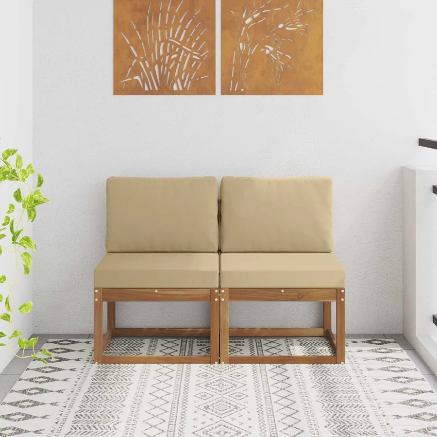 2 Pièce Sofa de milieu extérieur Bois d'Acacia Massif Naturel