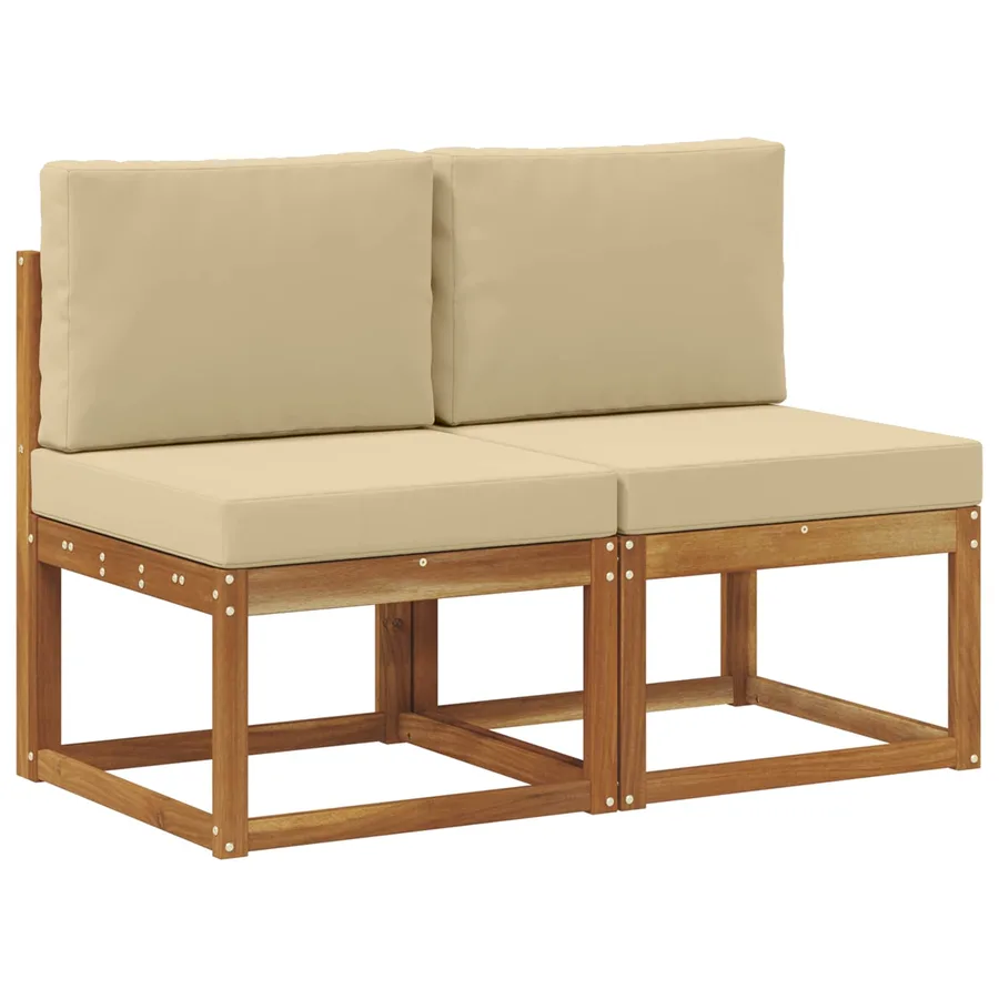 2 Pièce Sofa de milieu extérieur Bois d'Acacia Massif Naturel - 2