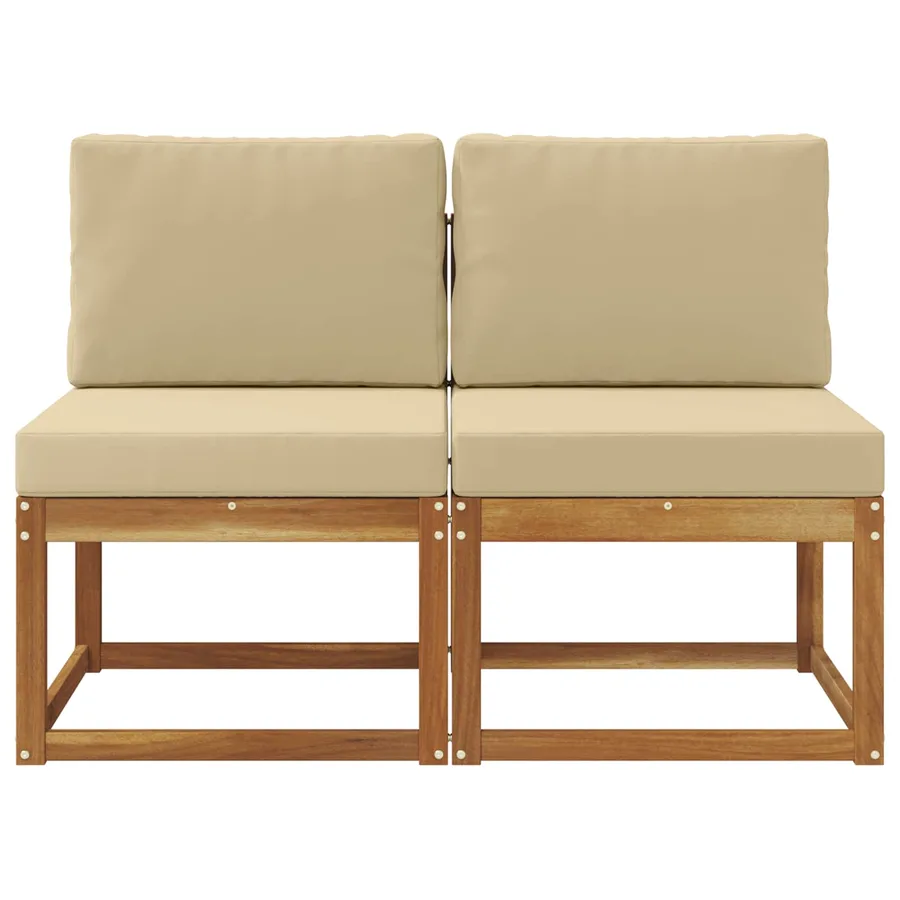2 Pièce Sofa de milieu extérieur Bois d'Acacia Massif Naturel - 3
