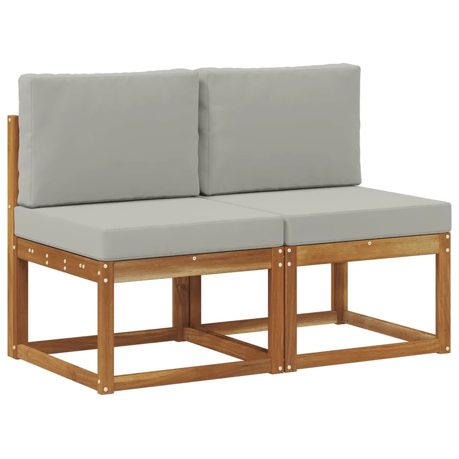 2 Pièce Sofa de milieu extérieur Bois d'Acacia Massif Naturel - 2