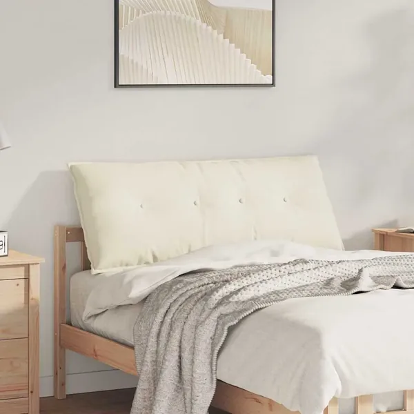 Coussin de Dos Crème 120 x 50 cm Tissu en velours côtelé