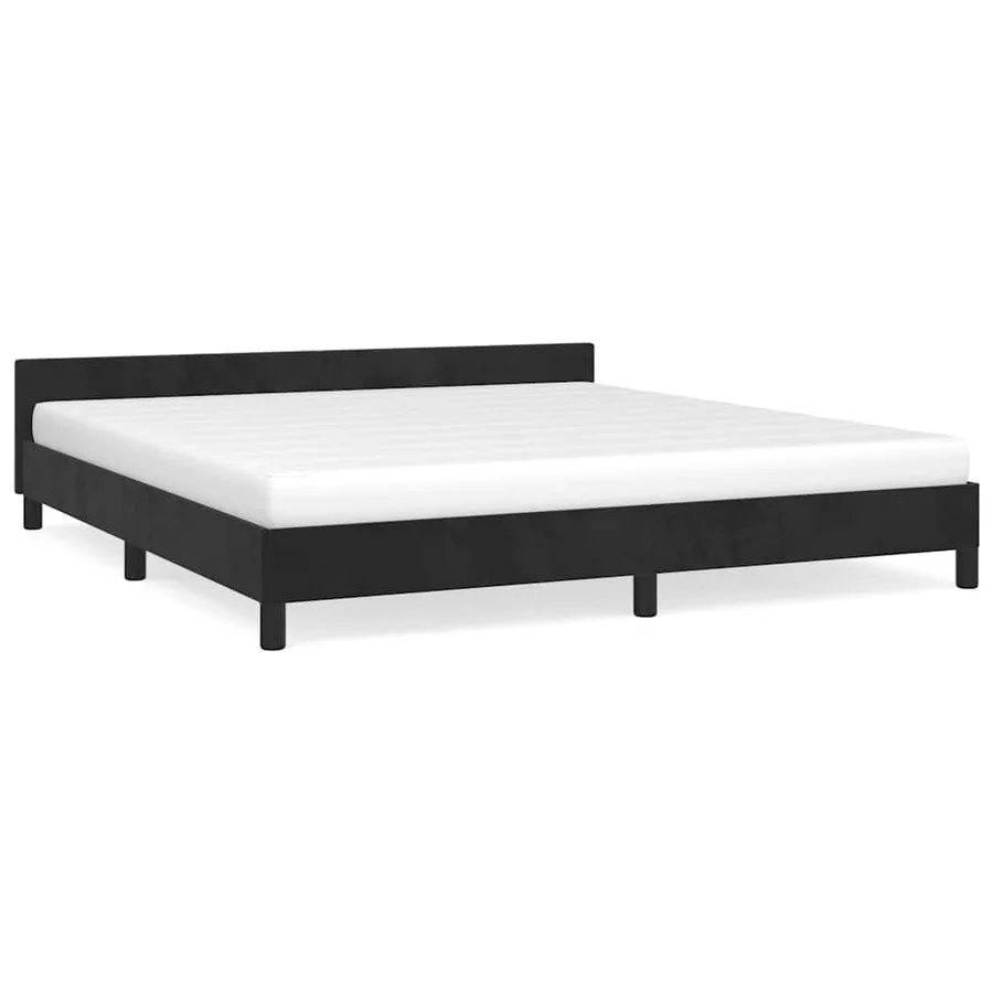 Cadre de lit sans matelas noir 180x200 cm velours - 2