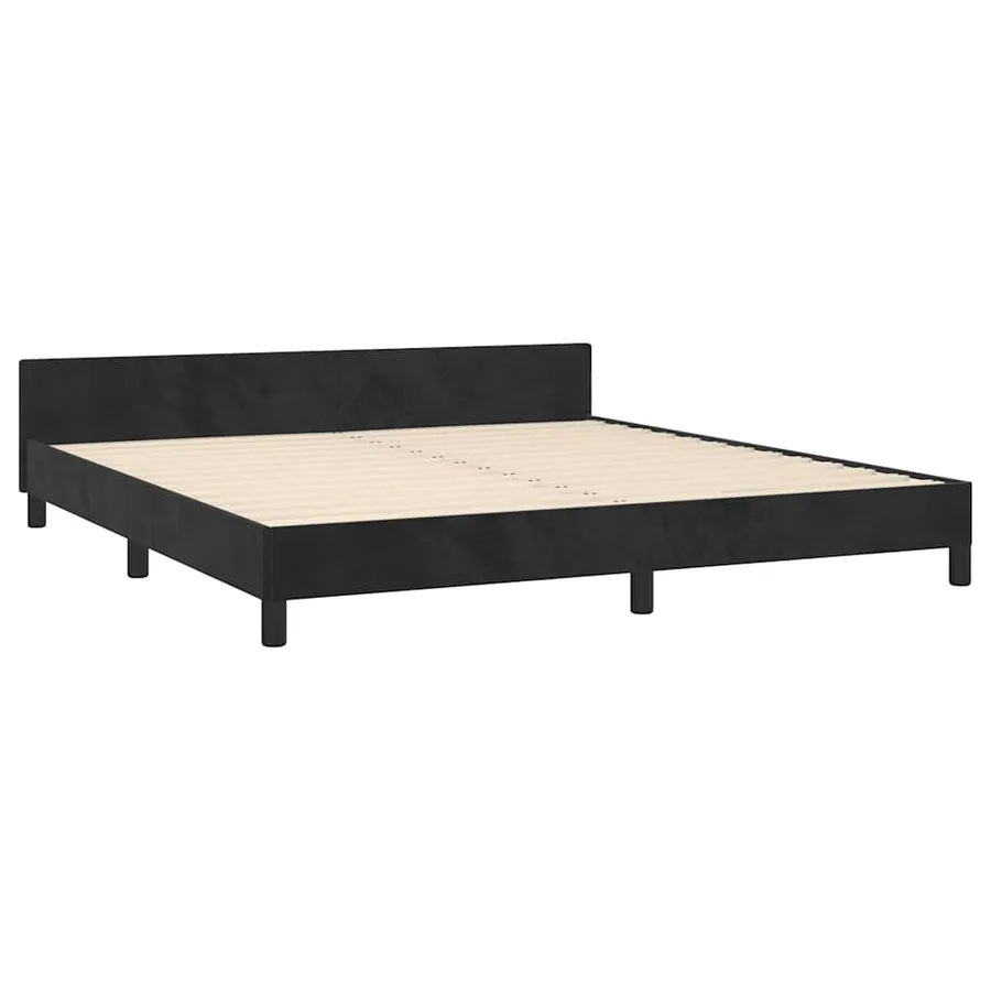 Cadre de lit sans matelas noir 180x200 cm velours - 4