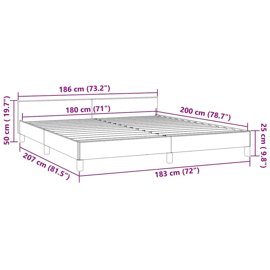 Cadre de lit sans matelas noir 180x200 cm velours - 9