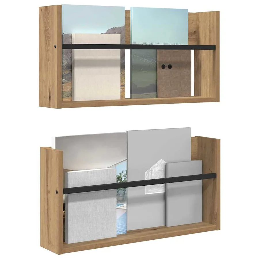 Étagère à magazines 2 pc Chêne artisanal 60 x 12 x 30 cm - 3