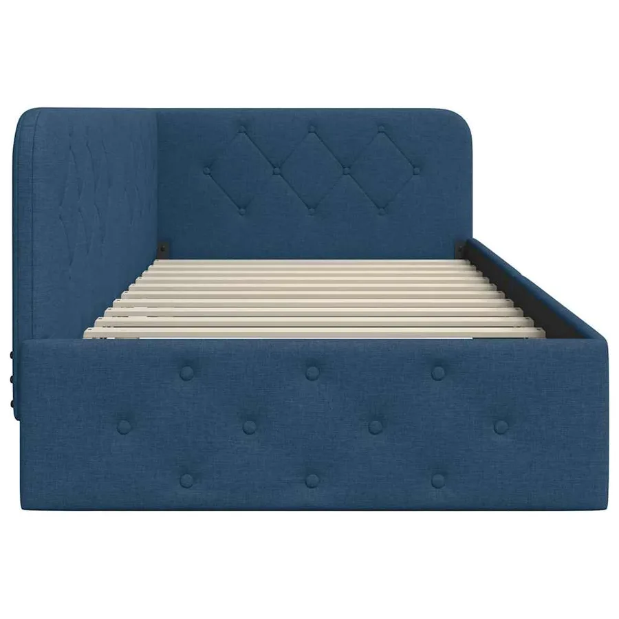 Cadre de lit d'angle Bleu 90 x 190 cm tissu - 6