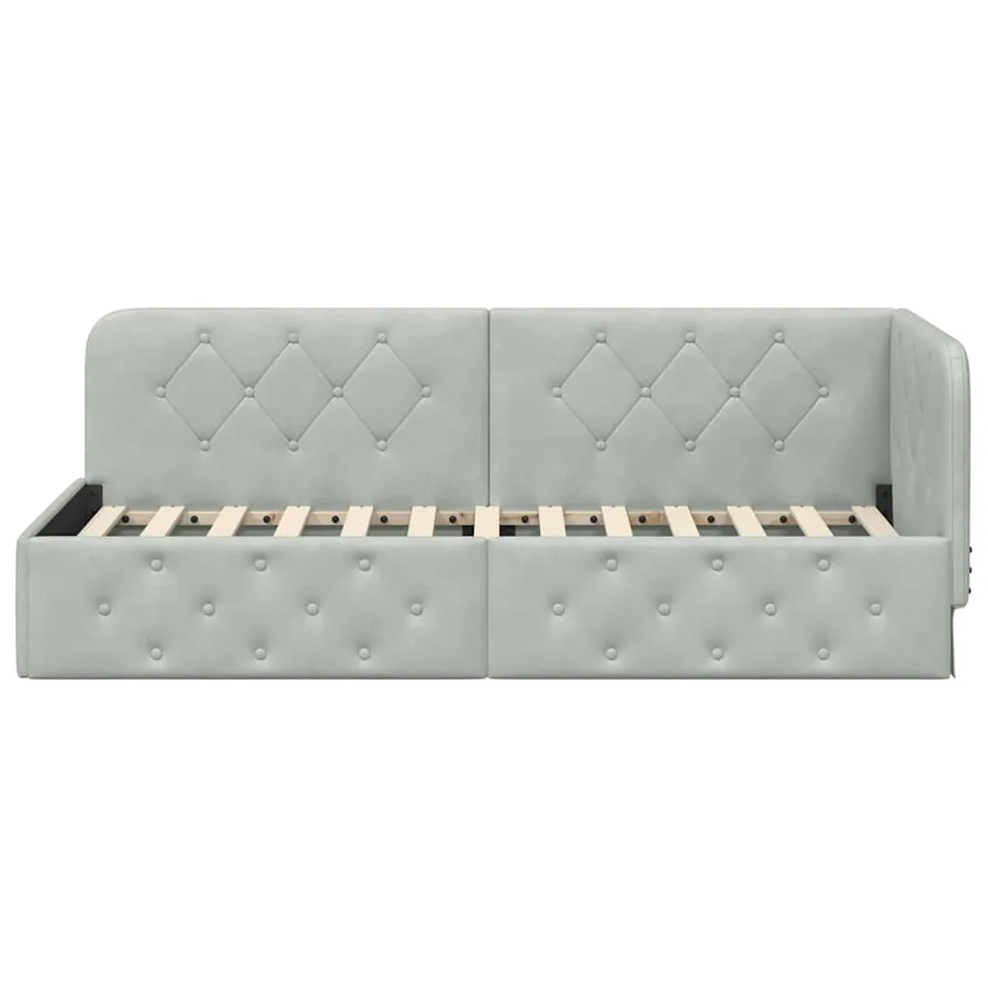 Cadre de lit d'angle Gris clair 80 x 200 cm Velours - 5