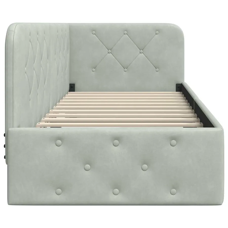 Cadre de lit d'angle Gris clair 80 x 200 cm Velours - 6