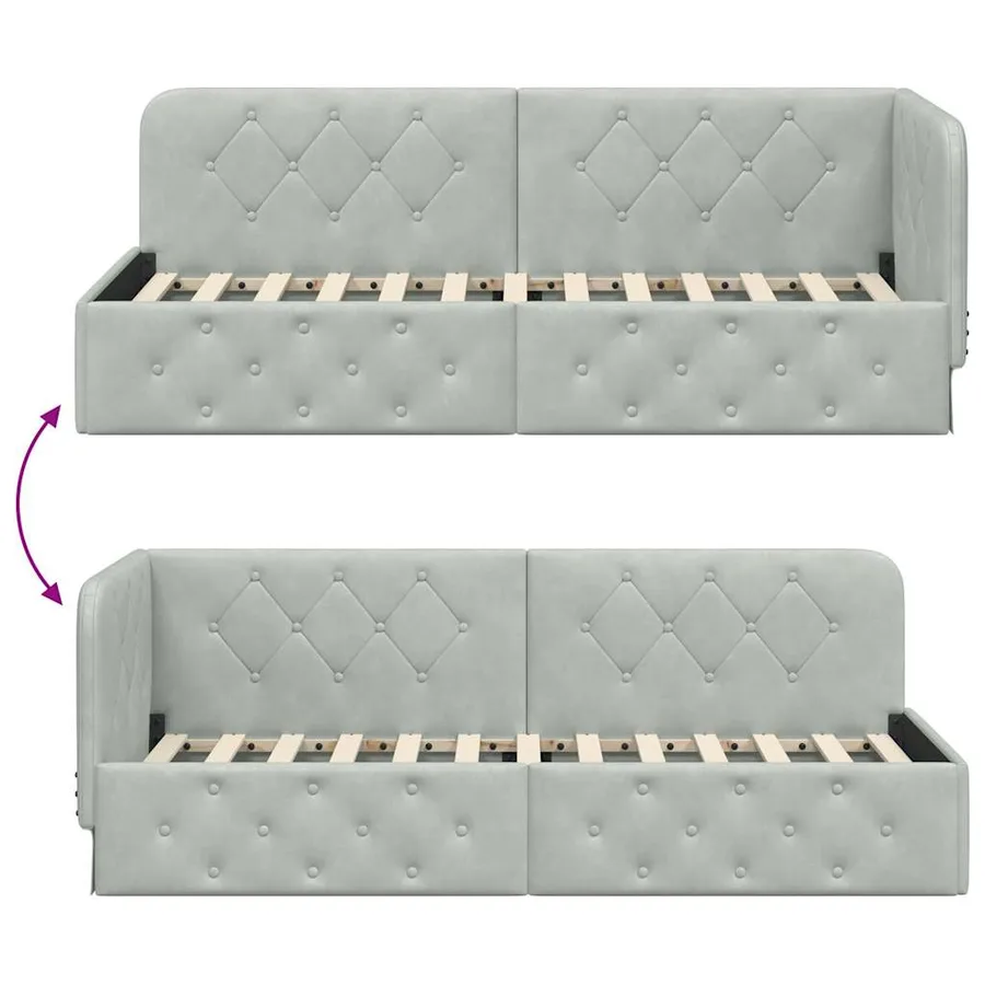 Cadre de lit d'angle Gris clair 80 x 200 cm Velours - 9