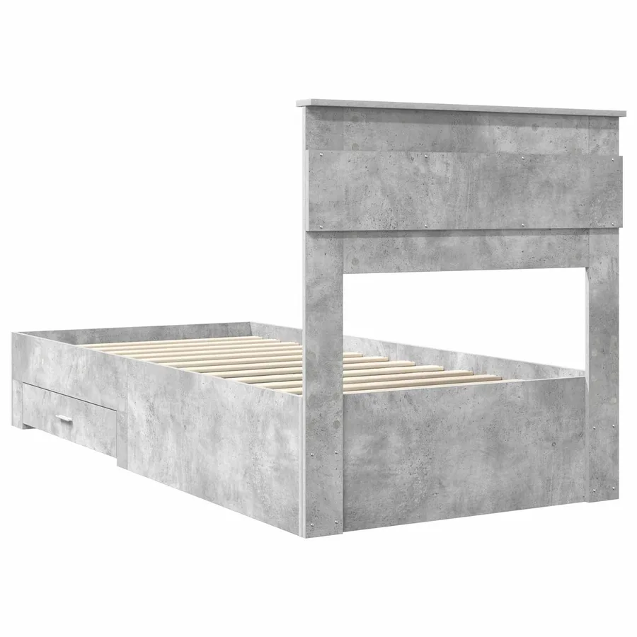 Cadre de lit Gris béton 100 x 200 cm Bois d'ingénierie - 9