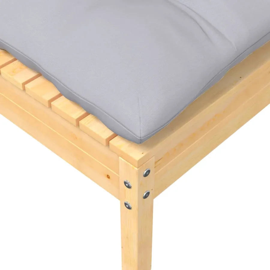 Salon de jardin 7 pcs avec coussins gris bois de pin massif - 9