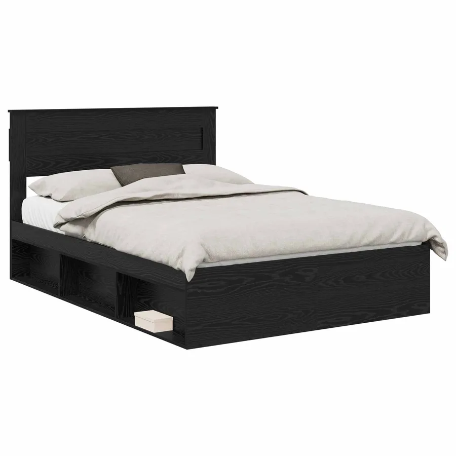 Cadre de lit avec stockage Noir 140 x 200 cm Bois de pin massif - 2