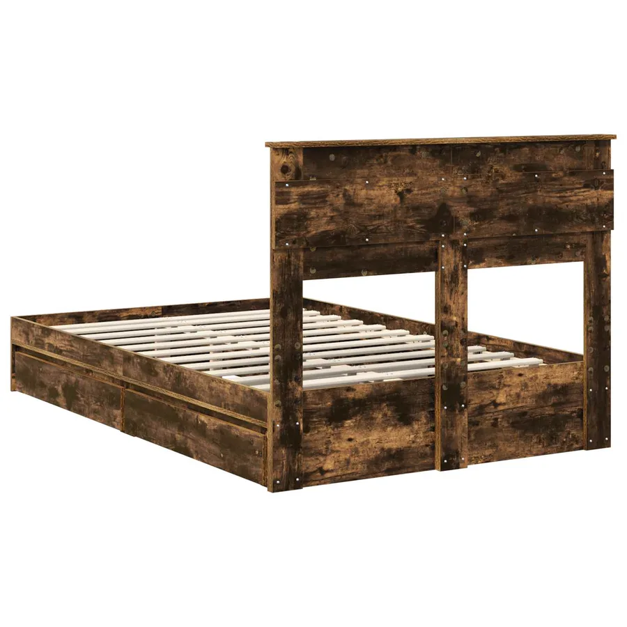 Lit de Rangement Chêne fumé 120 x 190 cm Bois d'ingénierie - 10