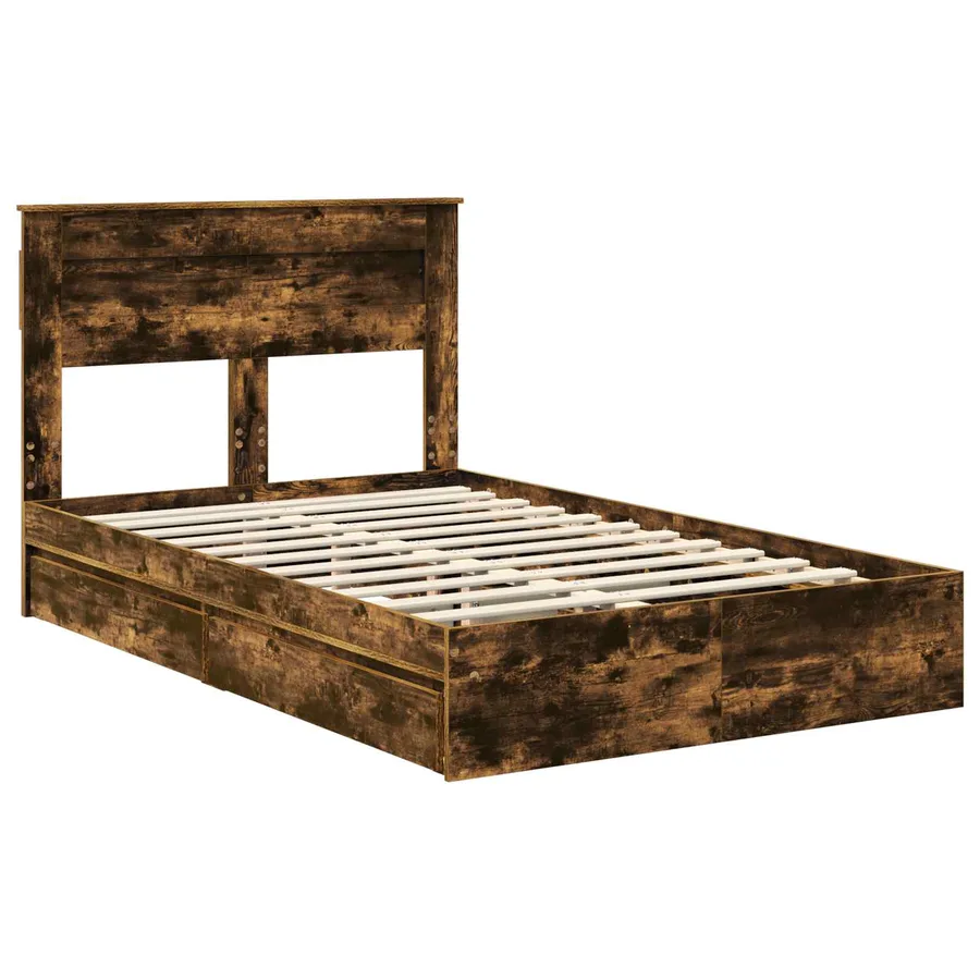 Lit de Rangement Chêne fumé 120 x 190 cm Bois d'ingénierie - 4