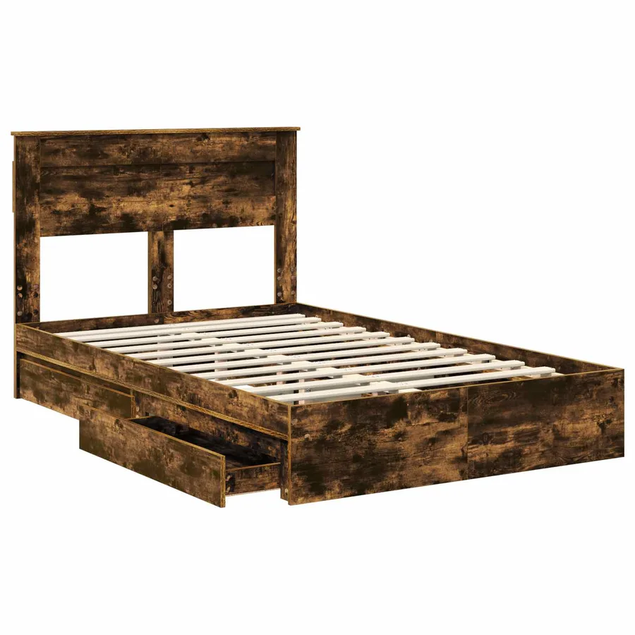 Lit de Rangement Chêne fumé 120 x 190 cm Bois d'ingénierie - 5