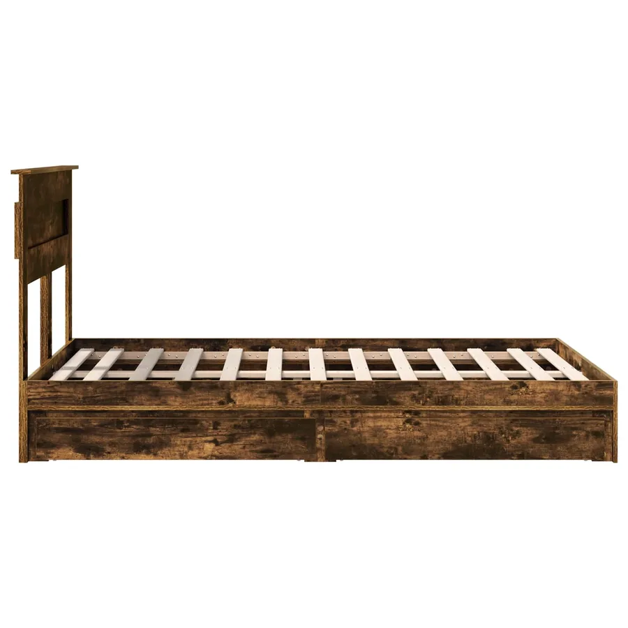 Lit de Rangement Chêne fumé 120 x 190 cm Bois d'ingénierie - 9