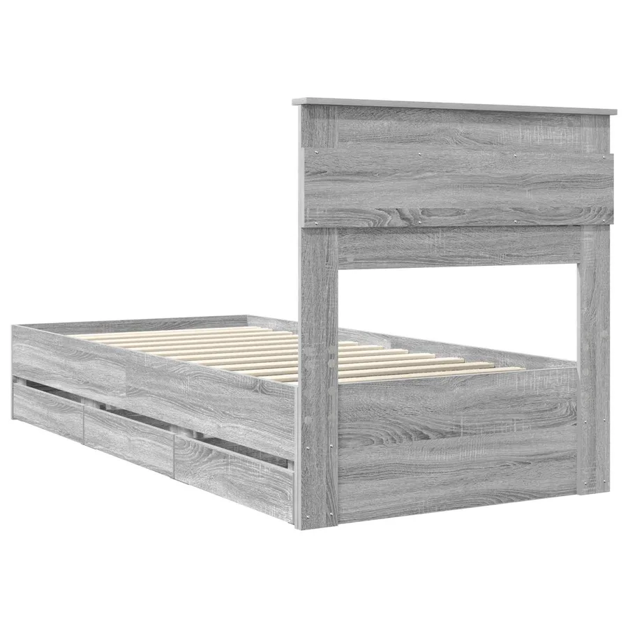 Cadre de lit Gris Sonoma 90 x 190 cm Bois Ingénierie - 8