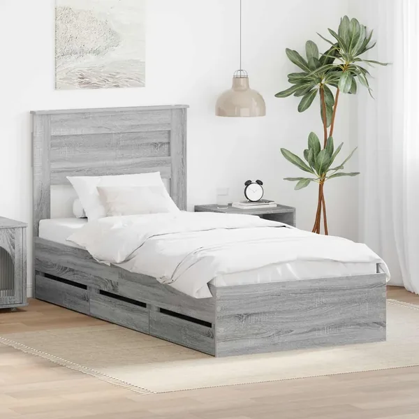 Cadre de lit Gris Sonoma 90 x 200 cm Bois Ingénierie