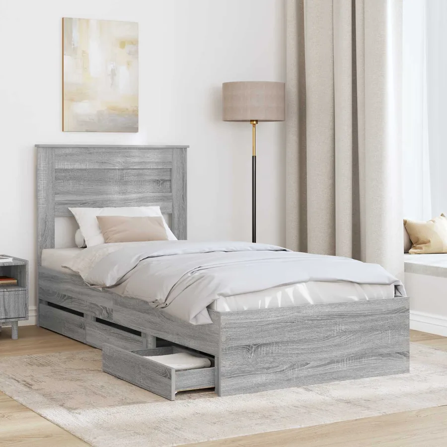 Cadre de lit Gris Sonoma 90 x 200 cm Bois Ingénierie - 3