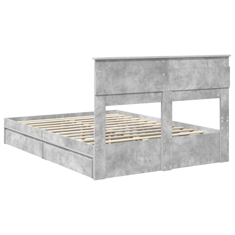 Lit de Rangement Gris béton 150 x 200 cm Bois d'ingénierie - 10