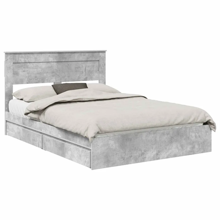 Lit de Rangement Gris béton 150 x 200 cm Bois d'ingénierie - 2