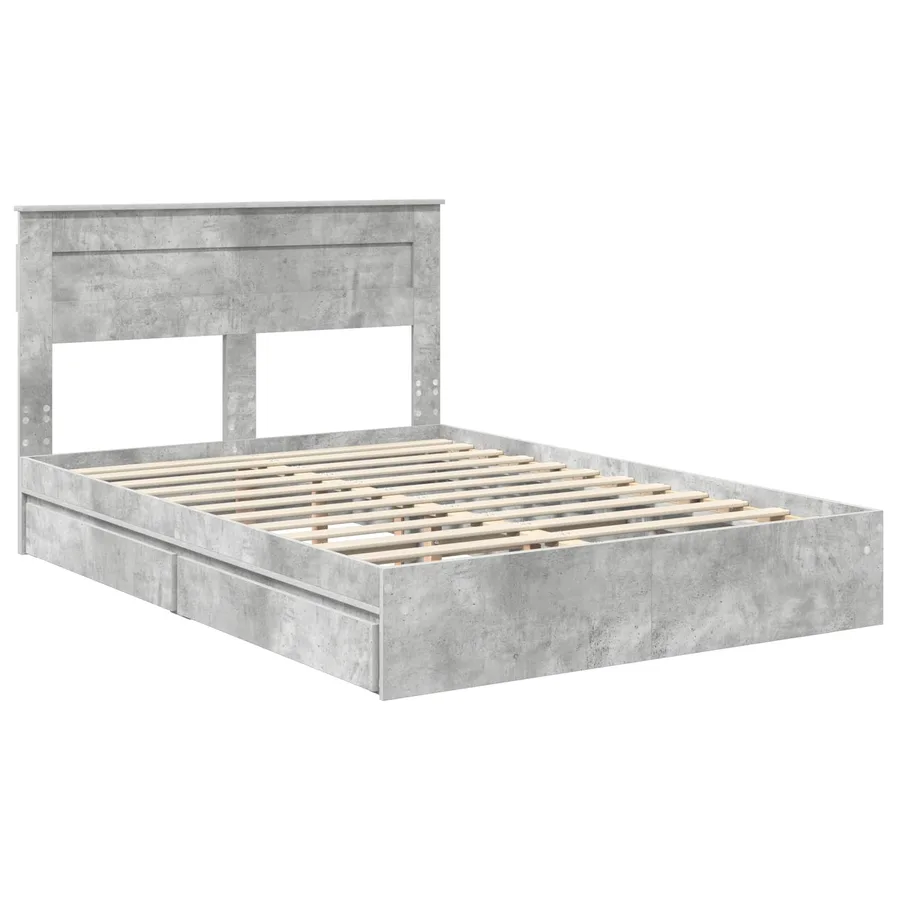 Lit de Rangement Gris béton 150 x 200 cm Bois d'ingénierie - 4