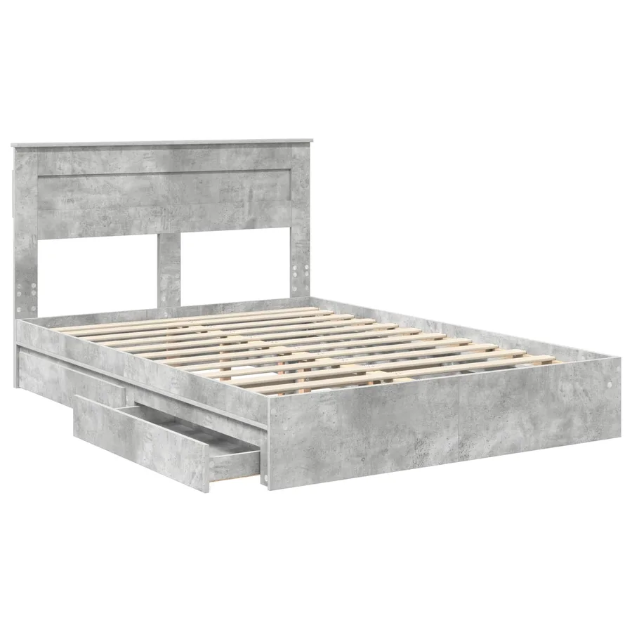 Lit de Rangement Gris béton 150 x 200 cm Bois d'ingénierie - 5