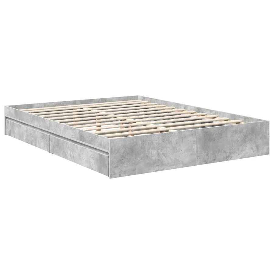 Lit de Rangement Gris béton 150 x 200 cm Bois d'ingénierie - 6