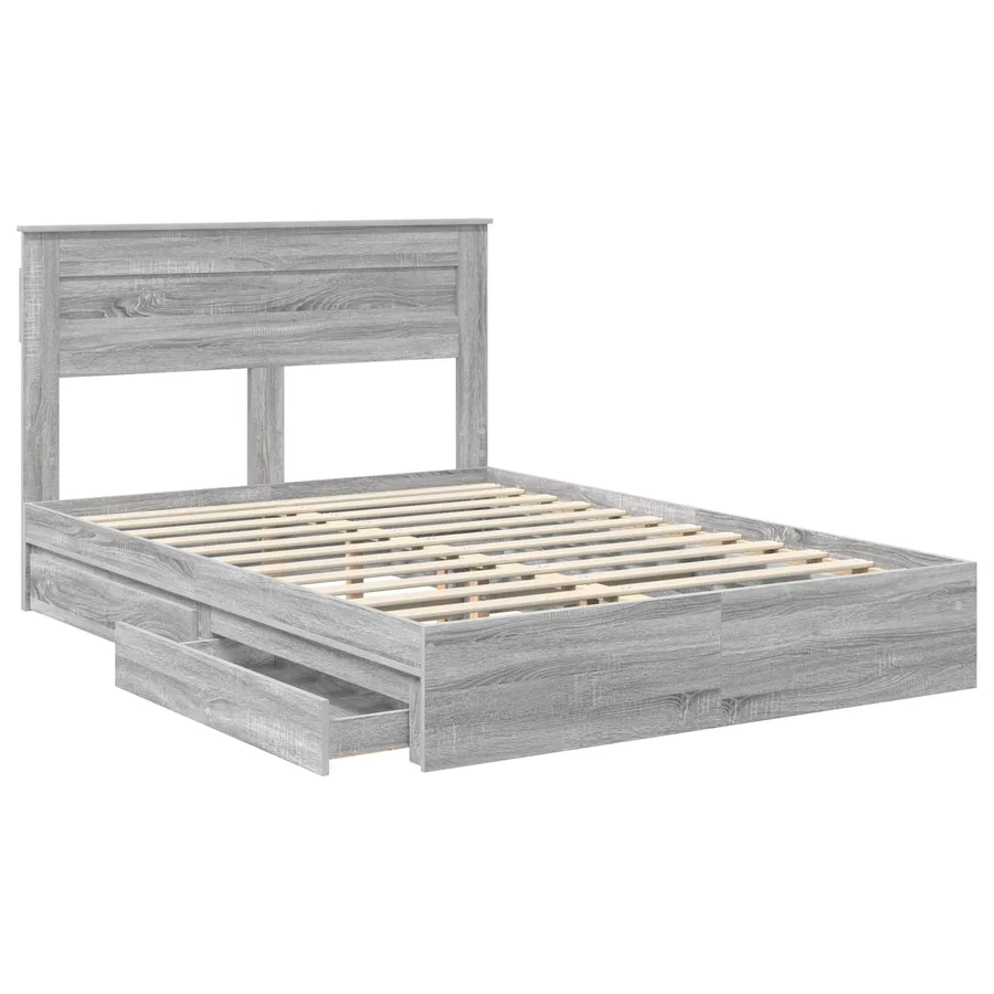 Lit de Rangement Gris Sonoma 150 x 200 cm Bois d'ingénierie - 5
