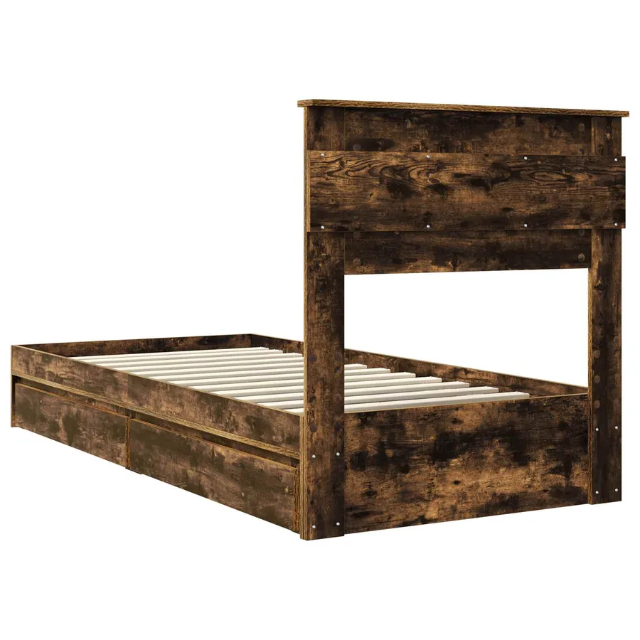 Lit de Rangement Chêne fumé 75 x 190 cm Bois d'ingénierie - 10