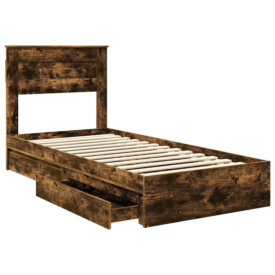 Lit de Rangement Chêne fumé 75 x 190 cm Bois d'ingénierie - 5