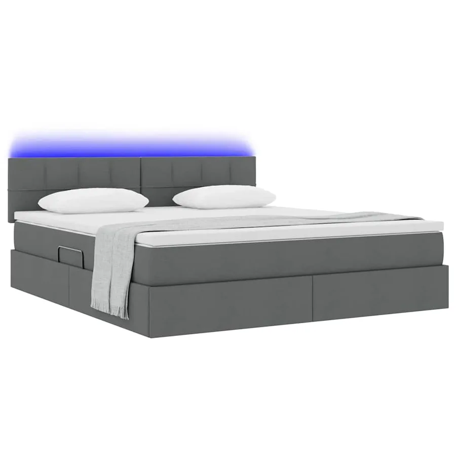 Lit de rangement LED avec matelas Gris foncé 180 x 200 cm Tissu - 3