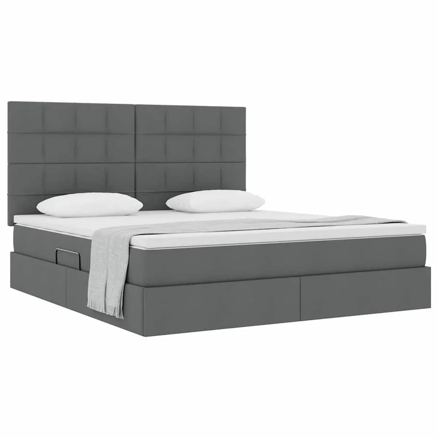 Lit avec rangement et matelas Gris foncé 180 x 200 cm tissu - 3