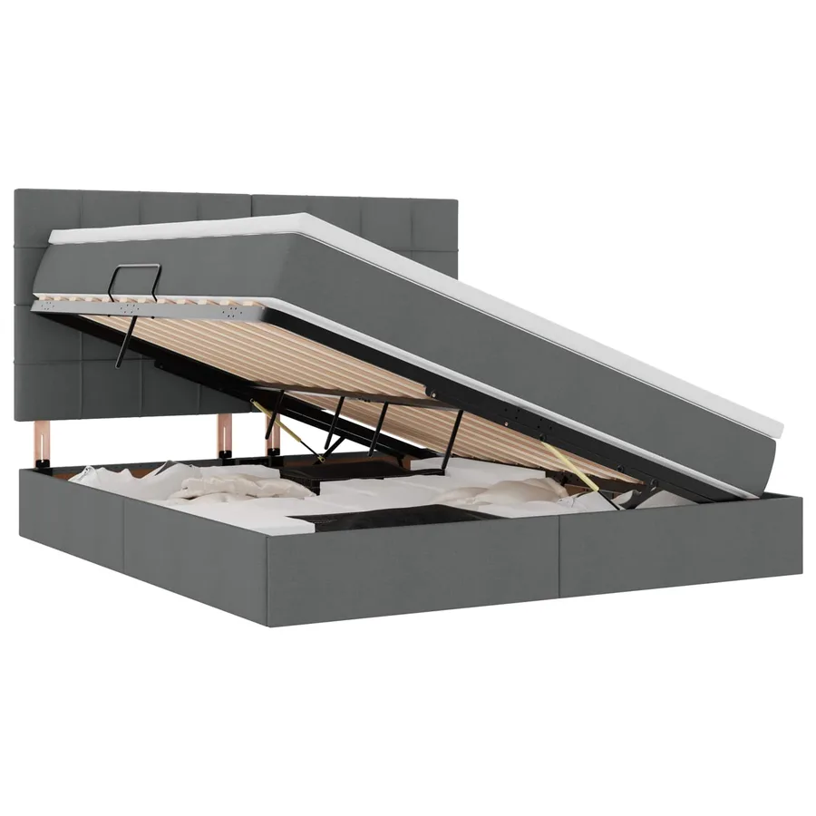 Lit de rangement LED avec matelas Gris foncé 180 x 200 cm Tissu - 2