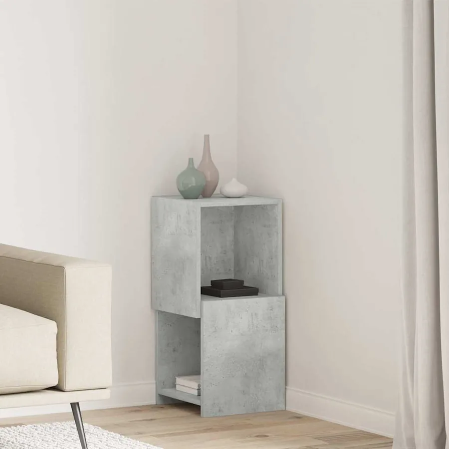 Meuble d'angle Gris béton 30,5x30x65cm Bois d'ingénierie