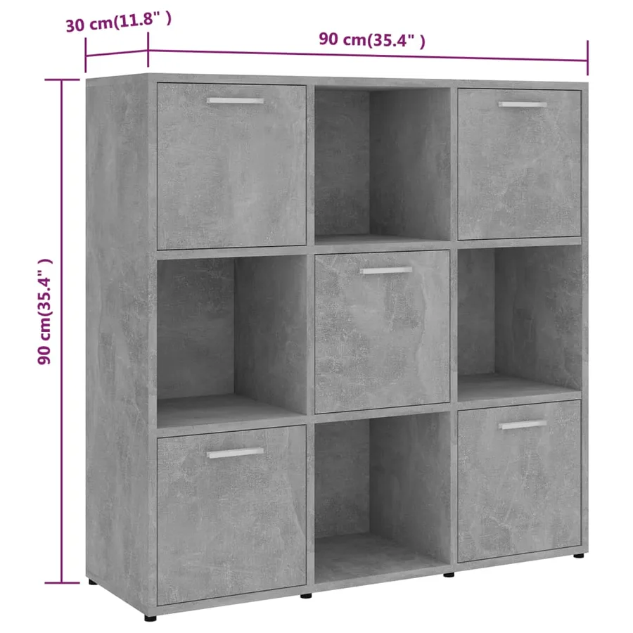 Bibliothèque Gris béton 90x30x90 cm Bois d’ingénierie - 8