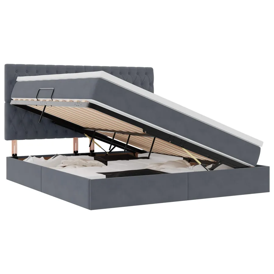 Lit de rangement LED avec matelas Gris foncé 180 x 200 cm - 2