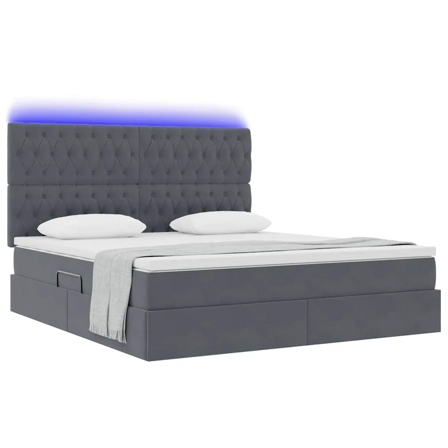 Lit de rangement LED avec matelas Gris foncé 180 x 200 cm - 3