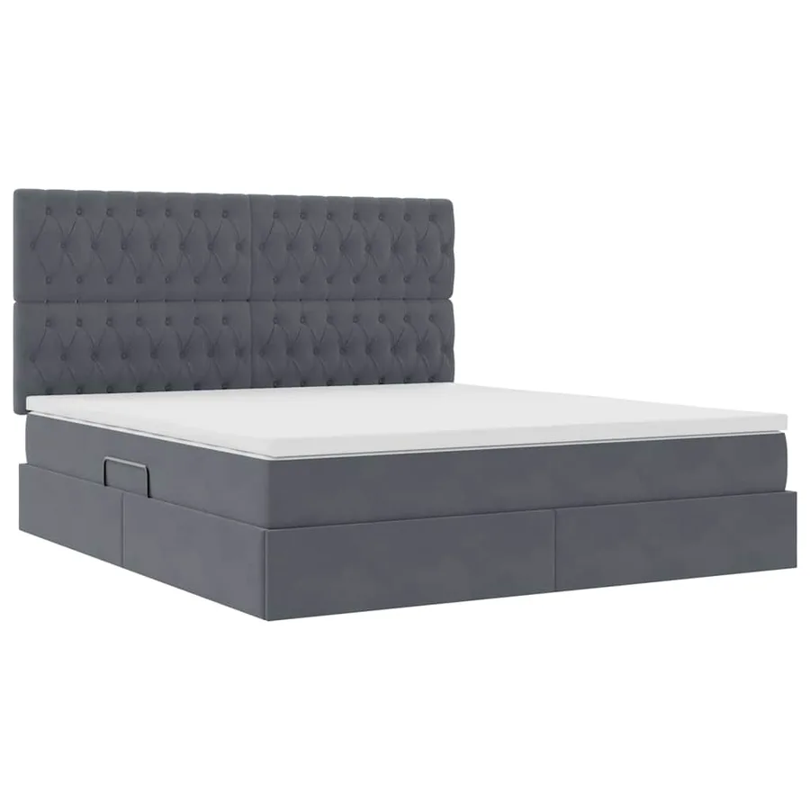 Lit de rangement LED avec matelas Gris foncé 180 x 200 cm - 6