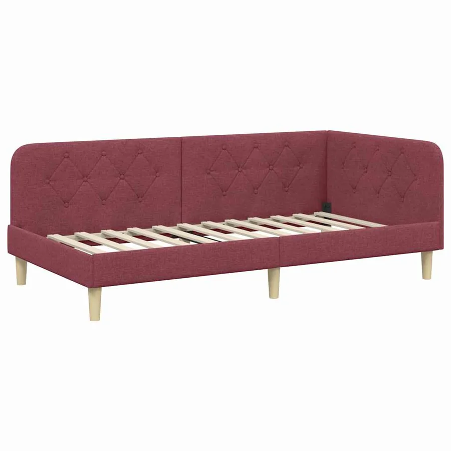 Cadre de lit d'angle Bordeaux 90 x 200 cm tissu - 2