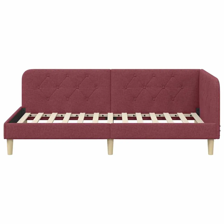 Cadre de lit d'angle Bordeaux 90 x 200 cm tissu - 5