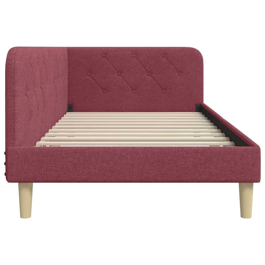 Cadre de lit d'angle Bordeaux 90 x 200 cm tissu - 6