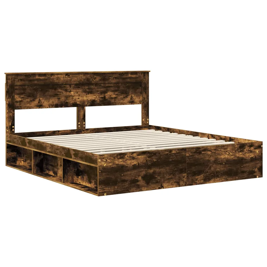 Cadre de lit Chêne fumé 180 x 200 cm Bois de pin massif - 4