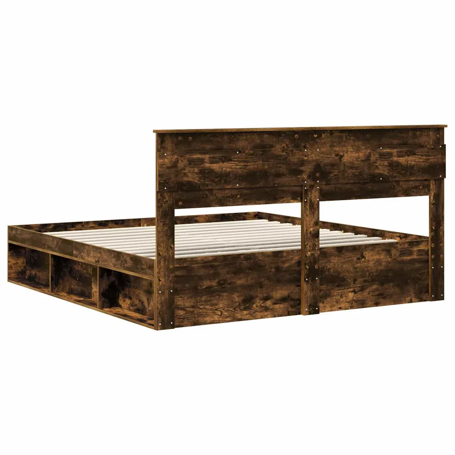 Cadre de lit Chêne fumé 180 x 200 cm Bois de pin massif - 9