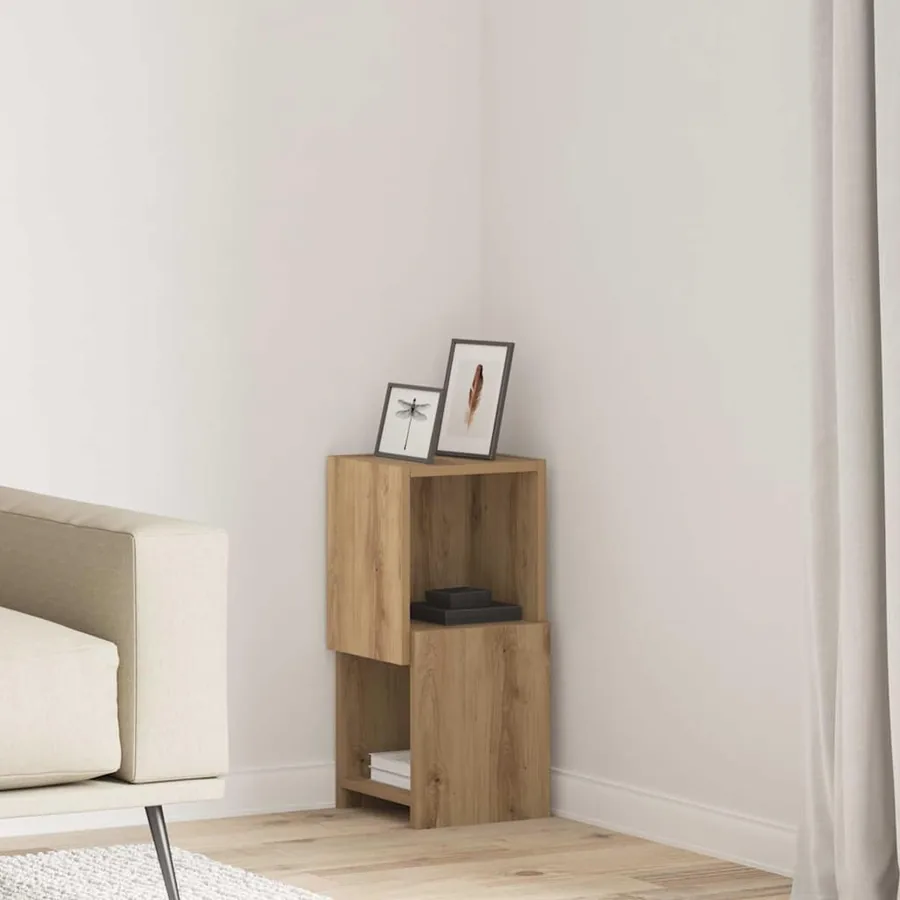 Meuble d'angle 25,5x25x55cm Bois d'ingénierie Chêne artisanal