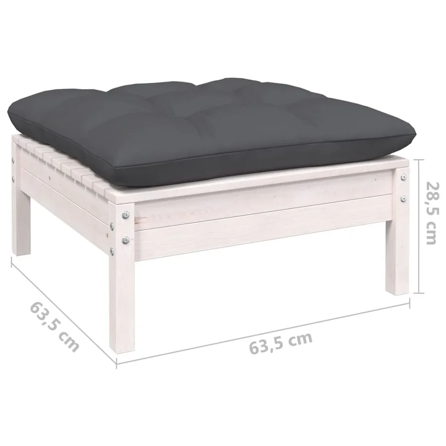 Salon de jardin 7 pcs avec coussins blanc bois de pin - 7