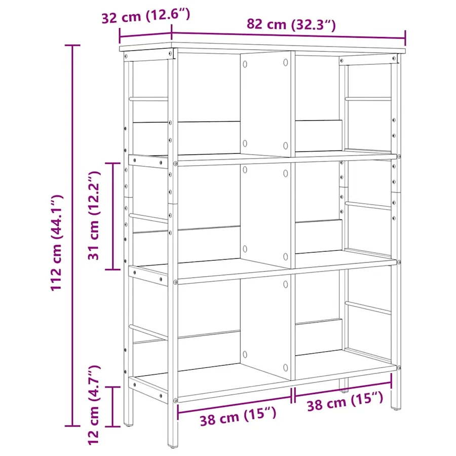 Étagère Gris Sonoma 82 x 32 x 112 cm Bois d'ingénierie - 11