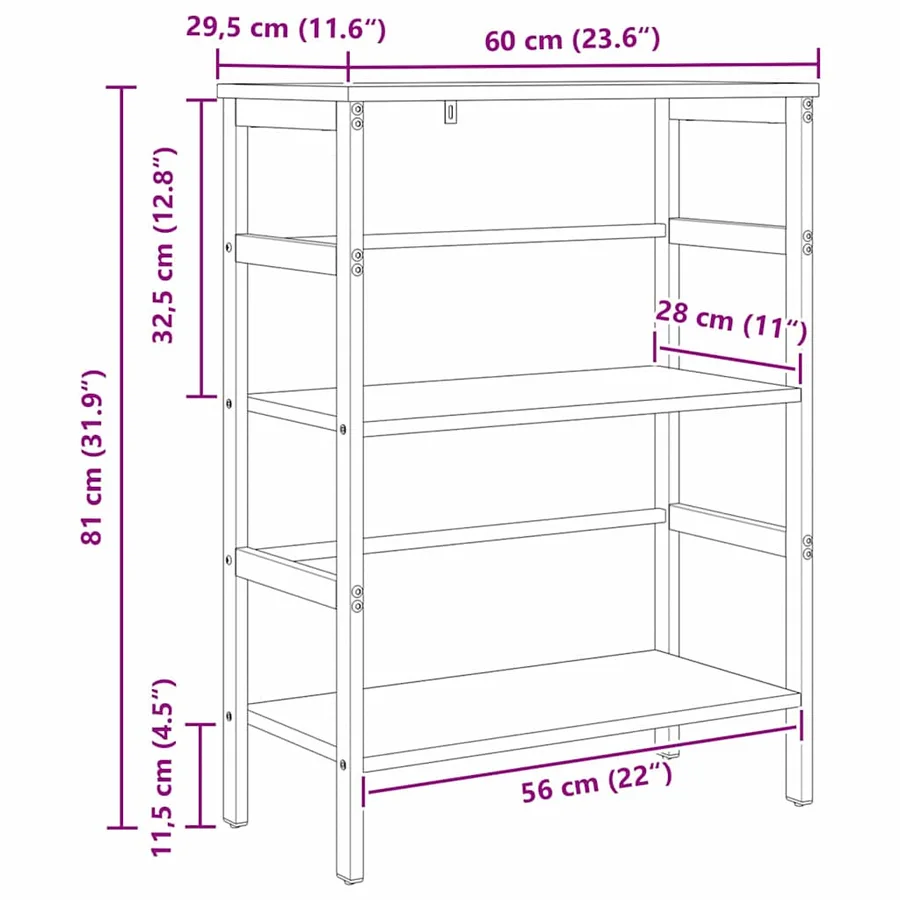 Étagère Chêne fumé 60 x 29,5 x 81 cm Bois d'ingénierie - 11