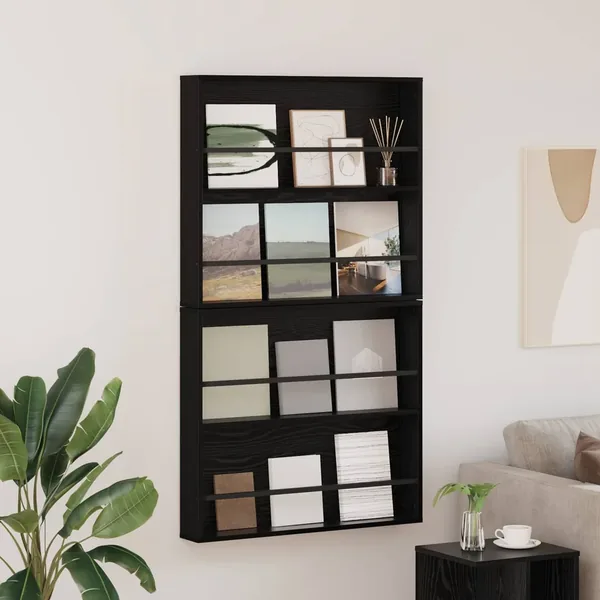Étagère à magazines 2 pcs Chêne noir 80 x 12 x 70 cm